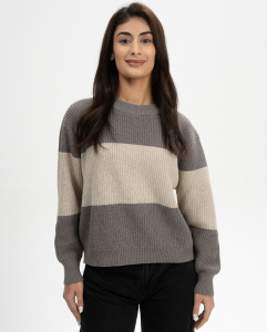 Rib Knit Sweater "Adah Stripes" - bear/kiesel