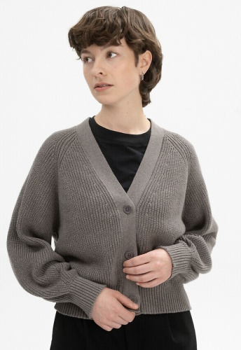 Rib Knit Cardigan "Bhuma" - bear melange