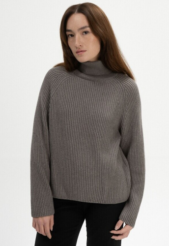 Rippstrick Rollkragen-Pullover "Chirha" - bear melange