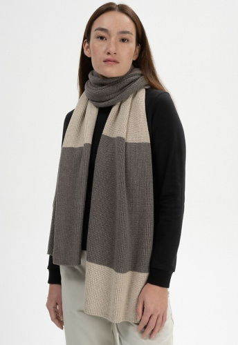 Rippstrick Schal "Kazim" - bear/kiesel gestreift