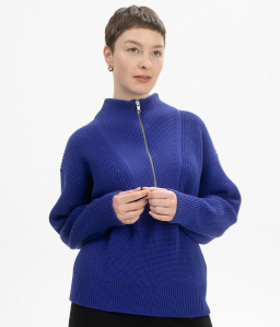 Rib Knit Troyer "Kimaya" - bold blue