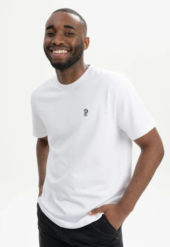 Schweres T-Shirt "Pravin Embroidery" - white/coffee