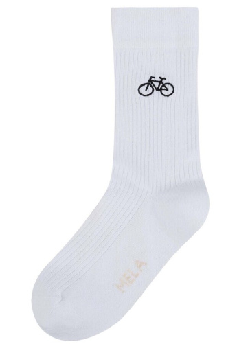 Rib Socks With Embroidery - white/bike