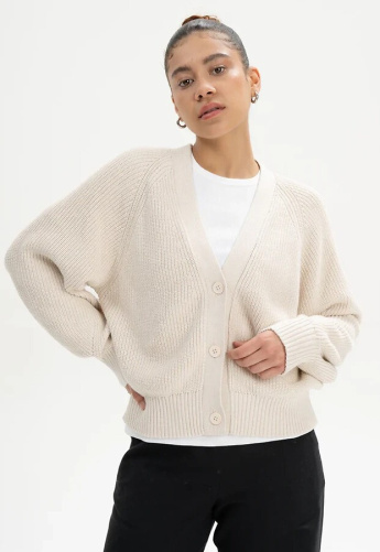 Rippstrick-Cardigan "Bhuma" - cream melange