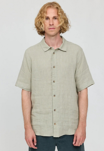 Kurzarm-Leinenhemd - seagrass