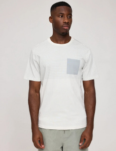 Halfway Striped T - off white/ice blue