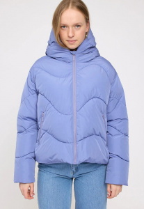 Waves Quilt Short Puffer Jacket - lavender blue