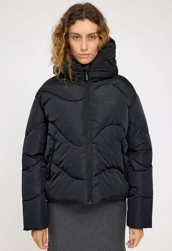 Waves Quilt Short Puffer Jacket - black