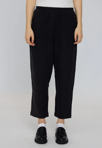 Straight Leg Linen Pants - black