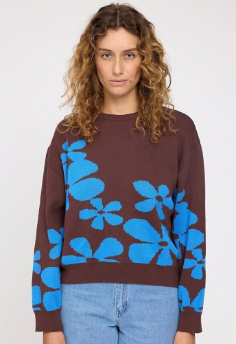 Mazine Floral Jaquard Knit Jumper - braun/blau