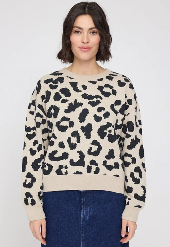 Leo Jacquard Knit Jumper - peyote/black