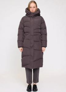 Waves Quilt Puffer Coat - eggplant