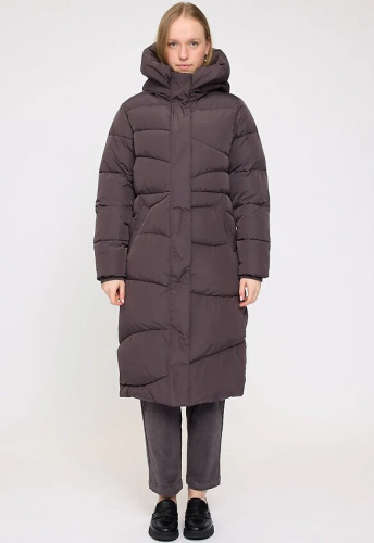 Waves Quilt Puffer Coat - eggplant