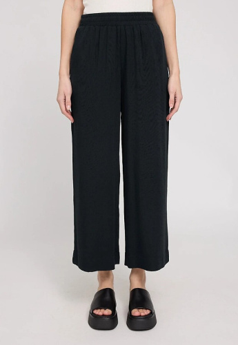 Wide Leg Viscose Pants - black