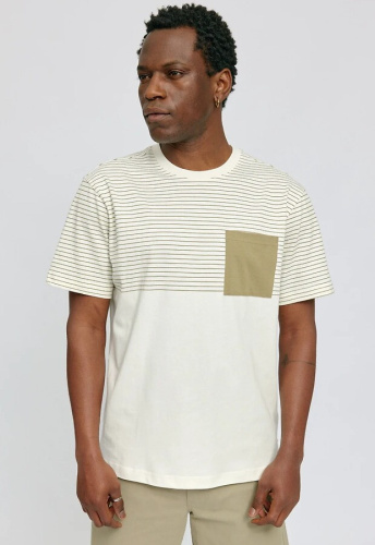 Halfway Striped T-Shirt - off white/olive
