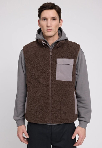 Padded Teddy-Fleece Vest - chocolate/warm mud