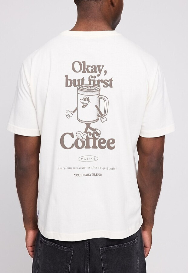 Back Print Theme T-Shirt - off white/coffee
