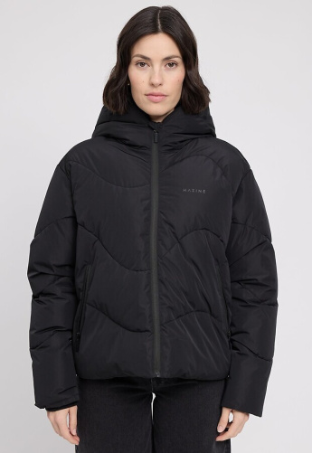 Waves Quilt Short Puffer Jacket - black