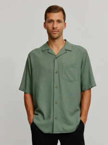 Kurzarm-Hemd "Cactus" (Leinen) - khaki