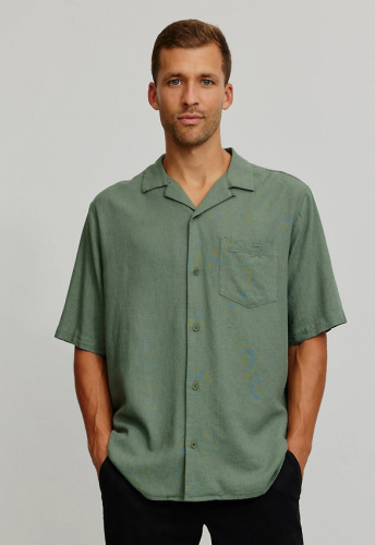 Kurzarm-Hemd "Cactus" (Leinen) - khaki