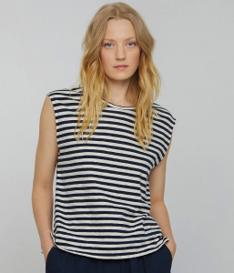 T-Shirt "Zinnia Stripes" - dark navy