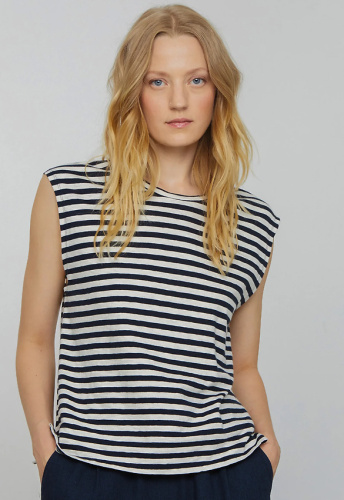 T-Shirt "Zinnia Stripes" - dark navy