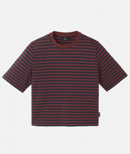T-Shirt "Azolla Stripes" - dark plum