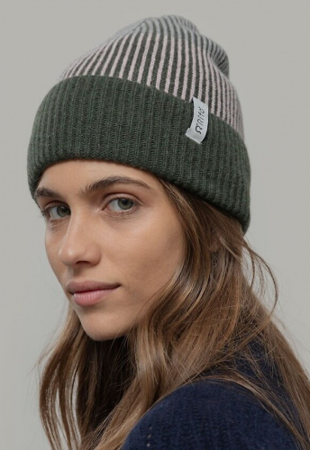 Kaschmir-Mütze "Vanda" - green hibiscus