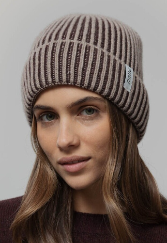 Cashmere Beanie "Teo" - beige/brown