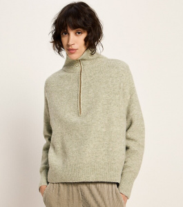 Lanius "Half-Zip Pullover" (Alpaka/Wolle) - green melange
