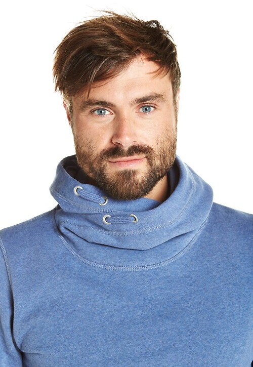 Recolution · Schalkragen-Hoodie Felix blau meliert · fairtragen