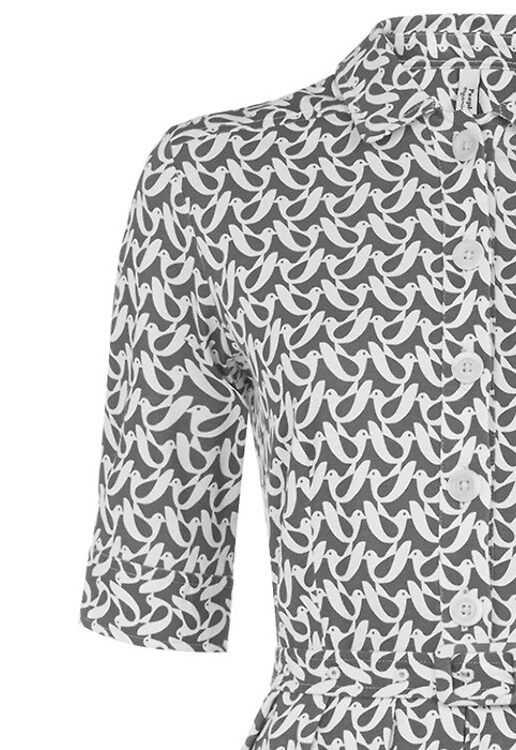 People Tree  Orla Kiely Birdwatch Shirt Dress - grey | fairtragen