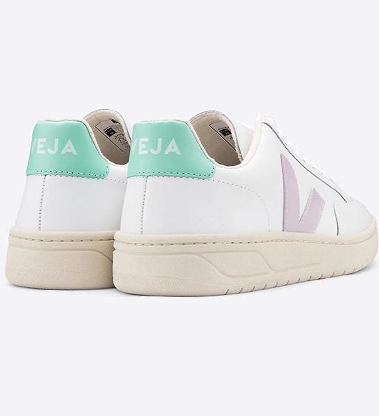 veja Veja Schuh V 12 Leather extra white parme turquoise fairtragen
